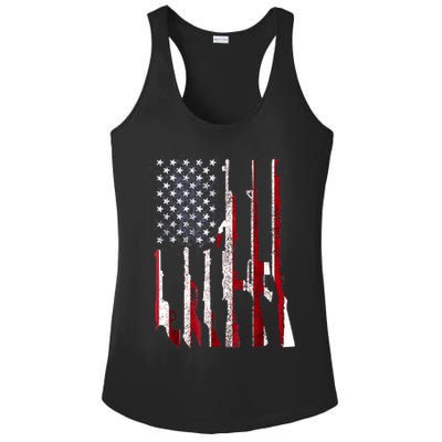 Funny Gun 4th Of July American USA Pride Flag Ladies PosiCharge Competitor Racerback Tank