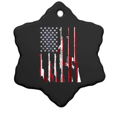 Funny Gun 4th Of July American USA Pride Flag Ceramic Star Ornament