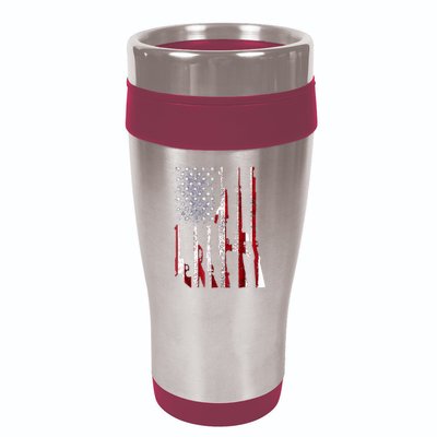 Funny Gun 4th Of July American USA Pride Flag 16oz Travel Tumbler
