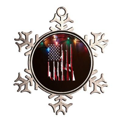 Funny Gun 4th Of July American USA Pride Flag Metallic Star Ornament