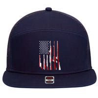 Funny Gun 4th Of July American USA Pride Flag 7 Panel Mesh Trucker Snapback Hat