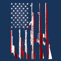 Funny Gun 4th Of July American USA Pride Flag 7 Panel Mesh Trucker Snapback Hat