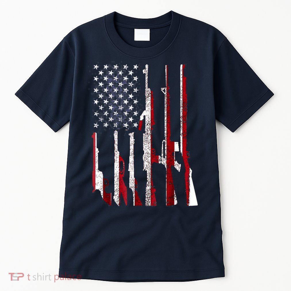 Funny Gun 4th Of July American USA Pride Flag Tall T-Shirt