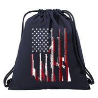 Funny Gun 4th Of July American USA Pride Flag Drawstring Bag