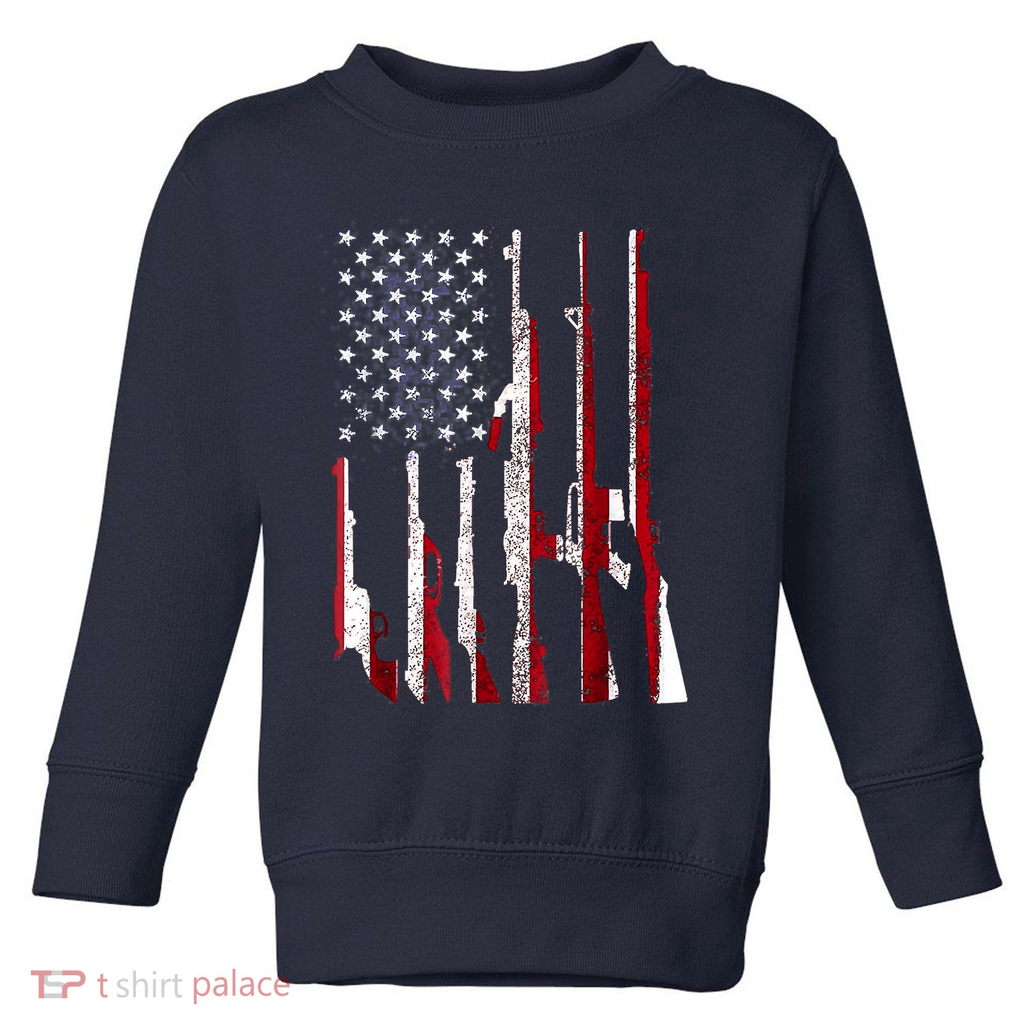 Funny Gun 4th Of July American USA Pride Flag Toddler Sweatshirt