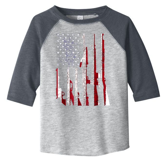 Funny Gun 4th Of July American USA Pride Flag Toddler Fine Jersey T-Shirt