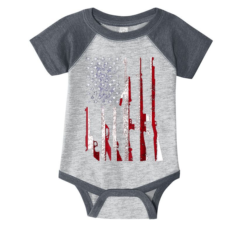 Funny Gun 4th Of July American USA Pride Flag Infant Baby Jersey Bodysuit