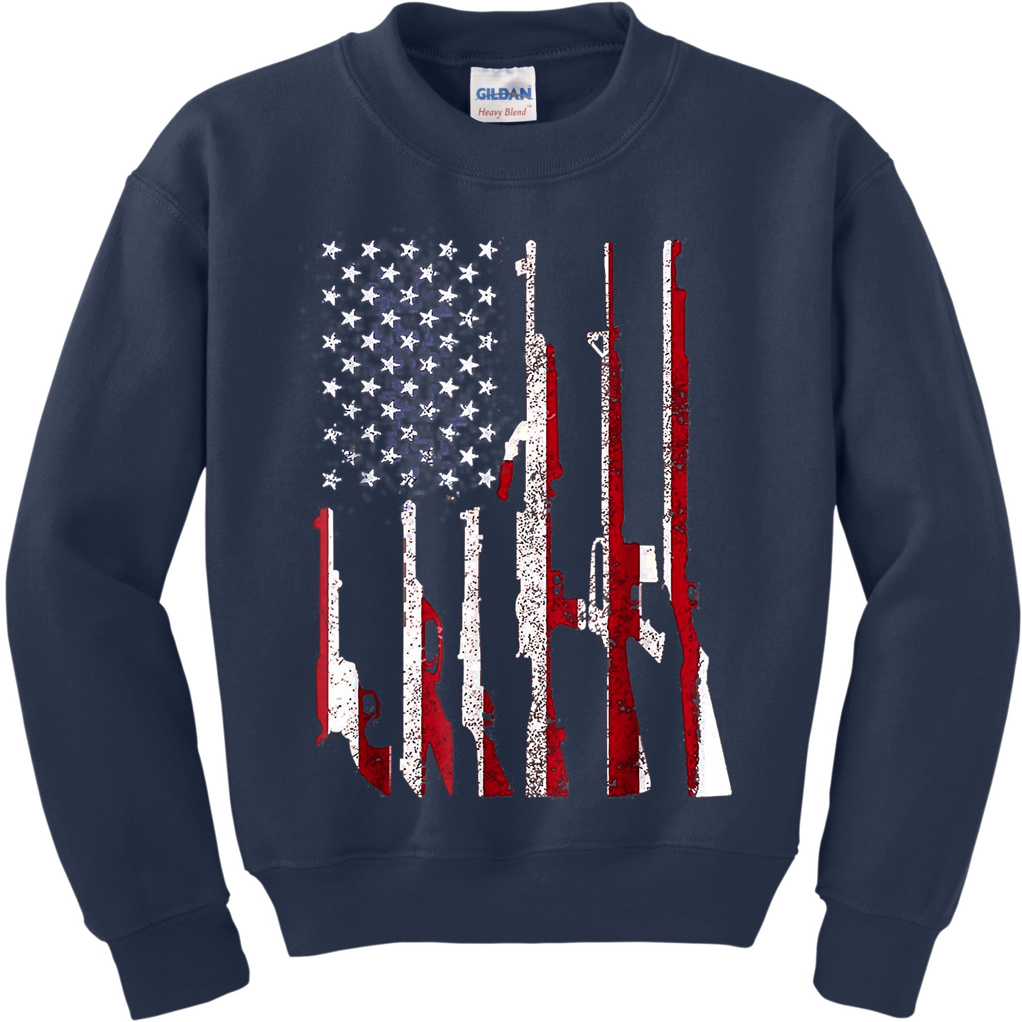 Funny Gun 4th Of July American USA Pride Flag Kids Sweatshirt