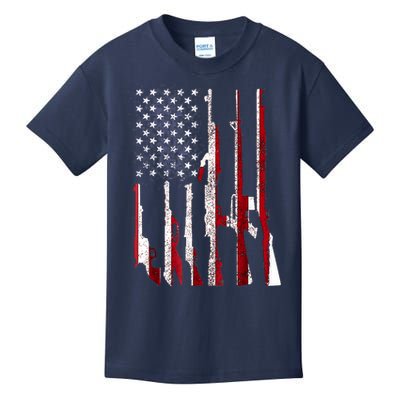 Funny Gun 4th Of July American USA Pride Flag Kids T-Shirt