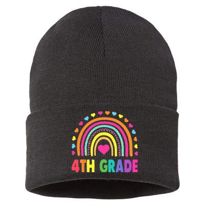 Fourth Grade 4th Grade Rainbow Teachers Back To School Sustainable Knit Beanie