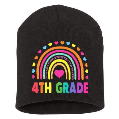 Fourth Grade 4th Grade Rainbow Teachers Back To School Short Acrylic Beanie