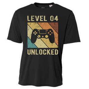 Funny Gamer 4th Birthday For & Level 4 Unlocked Cooling Performance Crew T-Shirt