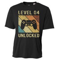 Funny Gamer 4th Birthday For & Level 4 Unlocked Cooling Performance Crew T-Shirt