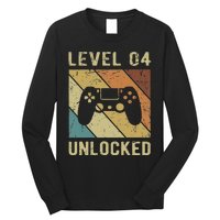 Funny Gamer 4th Birthday For & Level 4 Unlocked Long Sleeve Shirt