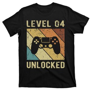 Funny Gamer 4th Birthday For & Level 4 Unlocked T-Shirt