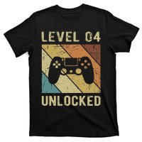 Funny Gamer 4th Birthday For & Level 4 Unlocked T-Shirt