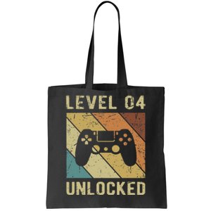 Funny Gamer 4th Birthday For & Level 4 Unlocked Tote Bag