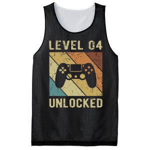 Funny Gamer 4th Birthday For & Level 4 Unlocked Mesh Reversible Basketball Jersey Tank