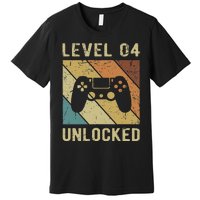 Funny Gamer 4th Birthday For & Level 4 Unlocked Premium T-Shirt