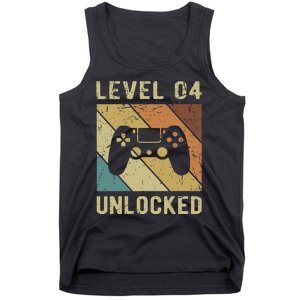 Funny Gamer 4th Birthday For & Level 4 Unlocked Tank Top