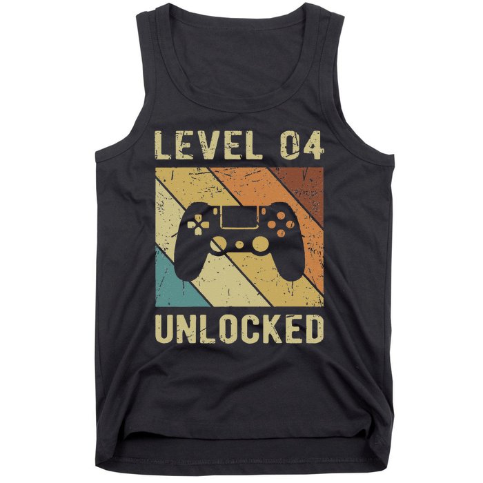 Funny Gamer 4th Birthday For & Level 4 Unlocked Tank Top