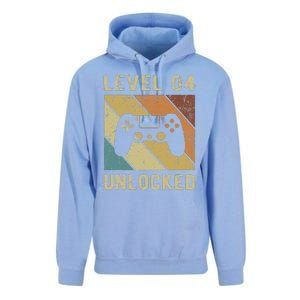 Funny Gamer 4th Birthday For & Level 4 Unlocked Unisex Surf Hoodie