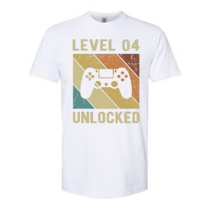 Funny Gamer 4th Birthday For & Level 4 Unlocked Softstyle CVC T-Shirt