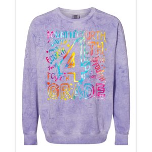 Fourth Grade 4th Grade Tie Dye Word Art Colorblast Crewneck Sweatshirt