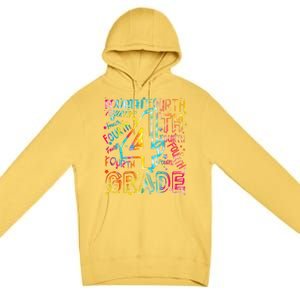 Fourth Grade 4th Grade Tie Dye Word Art Premium Pullover Hoodie