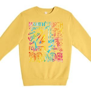 Fourth Grade 4th Grade Tie Dye Word Art Premium Crewneck Sweatshirt