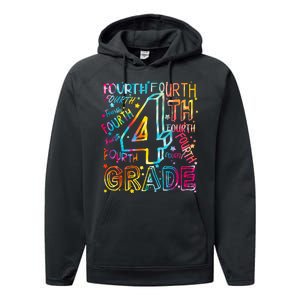 Fourth Grade 4th Grade Tie Dye Word Art Performance Fleece Hoodie