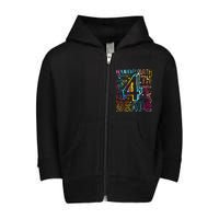 Fourth Grade 4th Grade Tie Dye Word Art Toddler Zip Fleece Hoodie