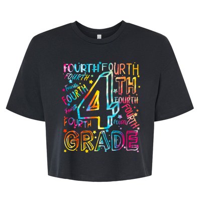 Fourth Grade 4th Grade Tie Dye Word Art Bella+Canvas Jersey Crop Tee