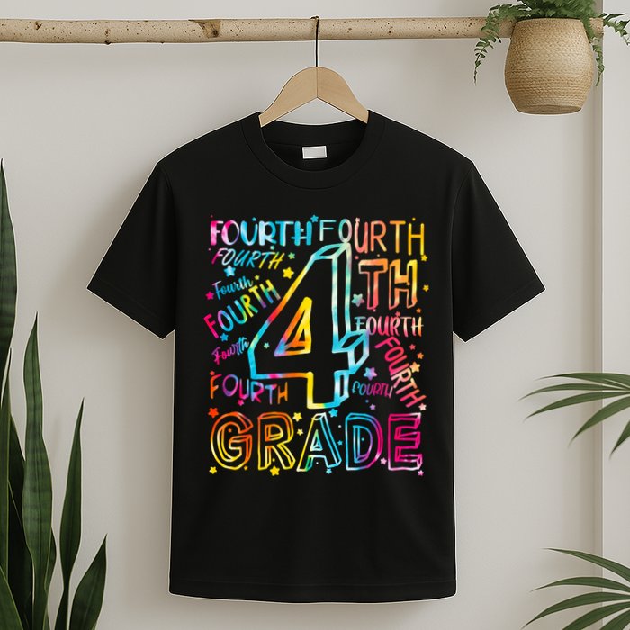 Fourth Grade 4th Grade Tie Dye Word Art T-Shirt
