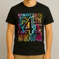 Fourth Grade 4th Grade Tie Dye Word Art T-Shirt