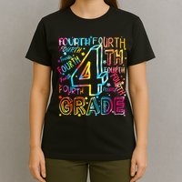 Fourth Grade 4th Grade Tie Dye Word Art T-Shirt