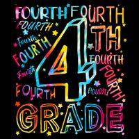 Fourth Grade 4th Grade Tie Dye Word Art T-Shirt