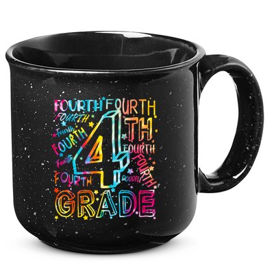 Fourth Grade 4th Grade Tie Dye Word Art 15oz Campfire Ceramic Mug