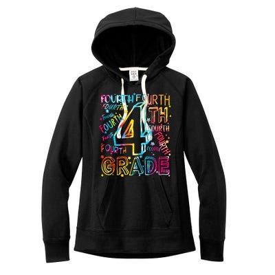 Fourth Grade 4th Grade Tie Dye Word Art Women's Fleece Hoodie