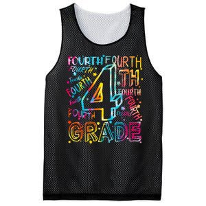 Fourth Grade 4th Grade Tie Dye Word Art Mesh Reversible Basketball Jersey Tank