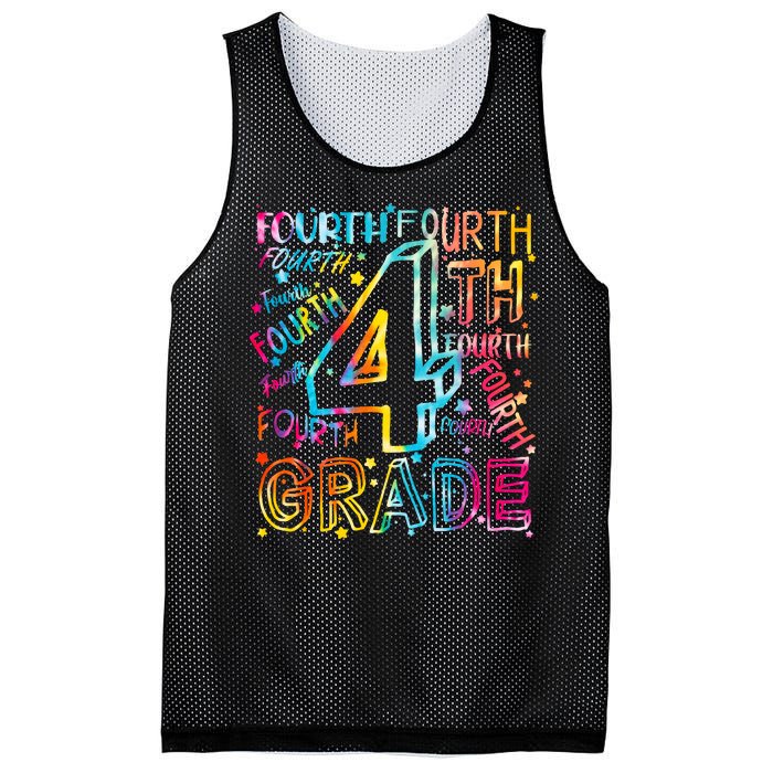 Fourth Grade 4th Grade Tie Dye Word Art Mesh Reversible Basketball Jersey Tank