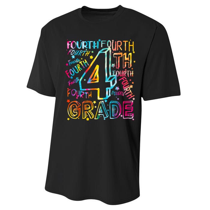 Fourth Grade 4th Grade Tie Dye Word Art Performance Sprint T-Shirt