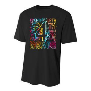 Fourth Grade 4th Grade Tie Dye Word Art Youth Performance Sprint T-Shirt