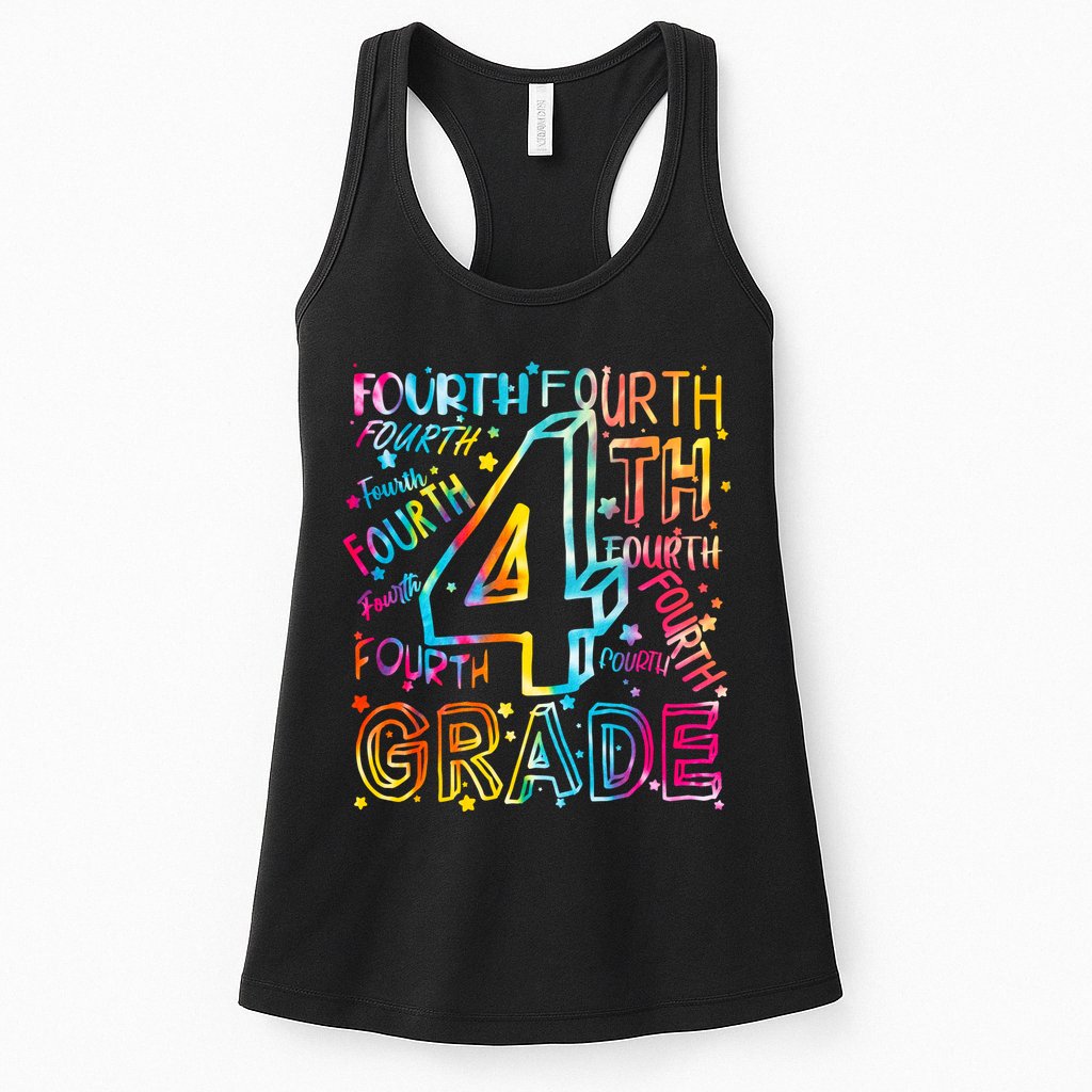 Fourth Grade 4th Grade Tie Dye Word Art Womens Tank Top