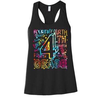 Fourth Grade 4th Grade Tie Dye Word Art Women's Racerback Tank