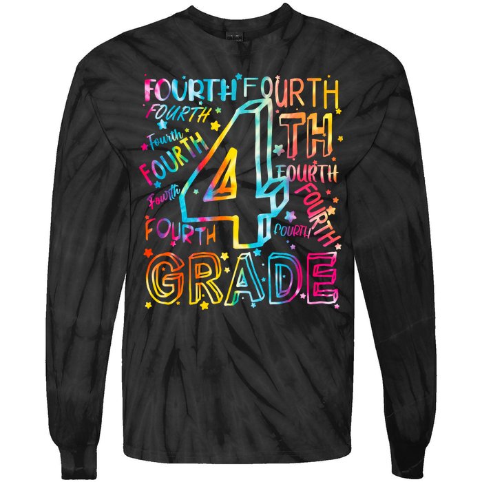 Fourth Grade 4th Grade Tie Dye Word Art Tie-Dye Long Sleeve Shirt