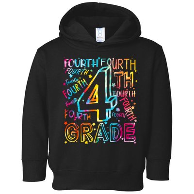 Fourth Grade 4th Grade Tie Dye Word Art Toddler Hoodie