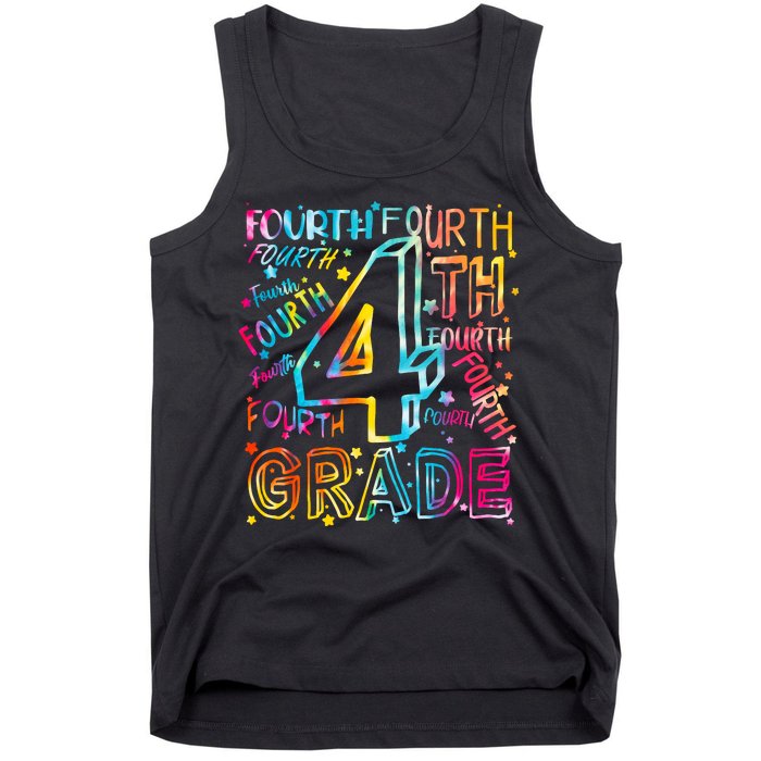 Fourth Grade 4th Grade Tie Dye Word Art Tank Top