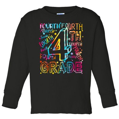 Fourth Grade 4th Grade Tie Dye Word Art Toddler Long Sleeve Shirt