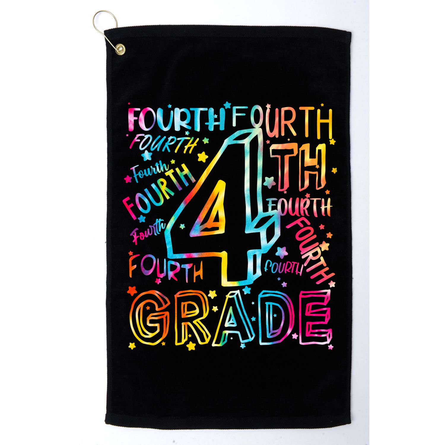 Fourth Grade 4th Grade Tie Dye Word Art Golf Towel